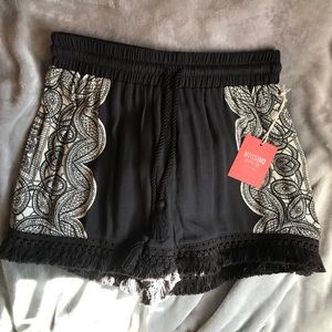 Black Print Flowy Shorts